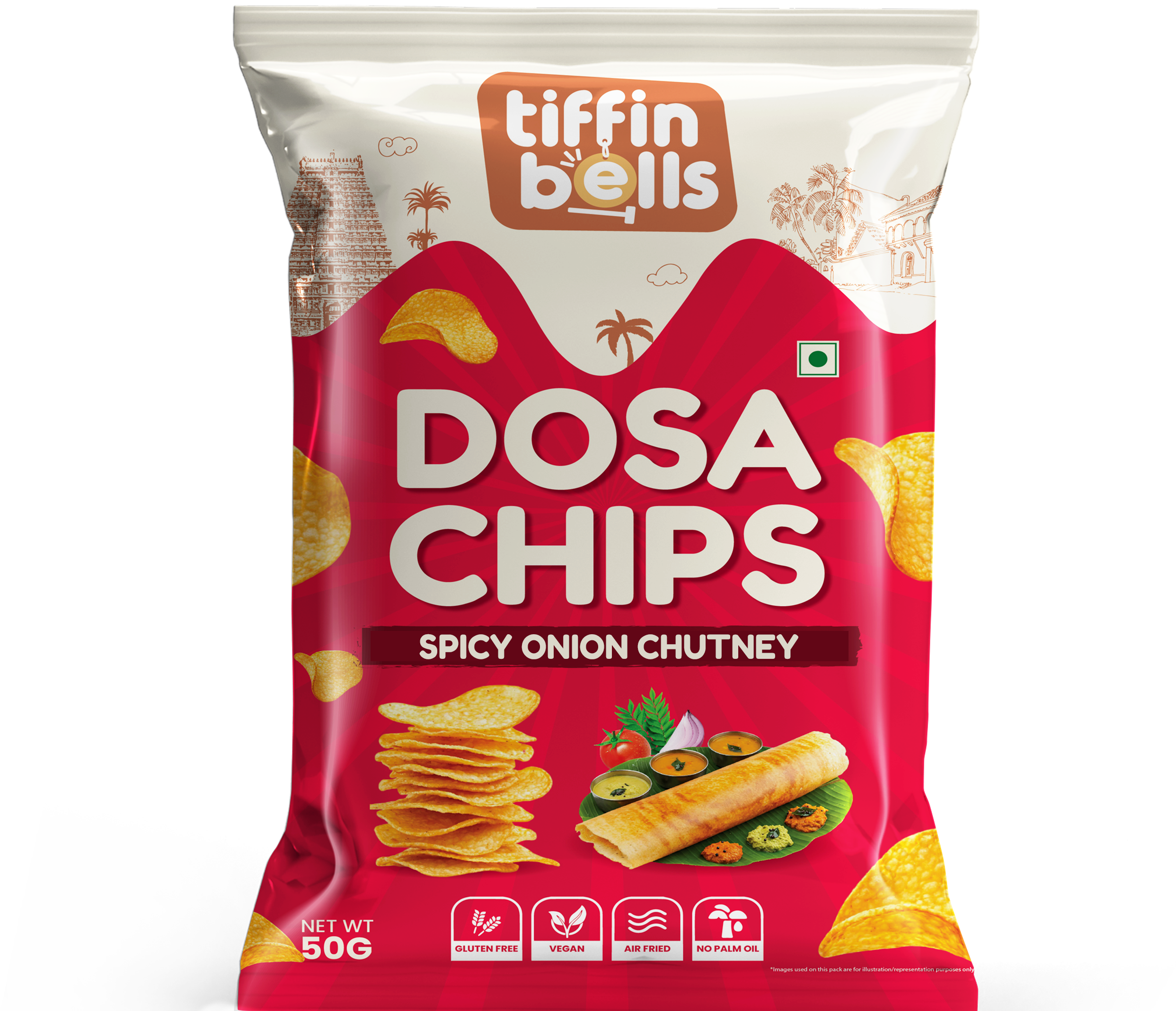 Tiffin Bells Spicy Onion Chutney Dosa Chips pack